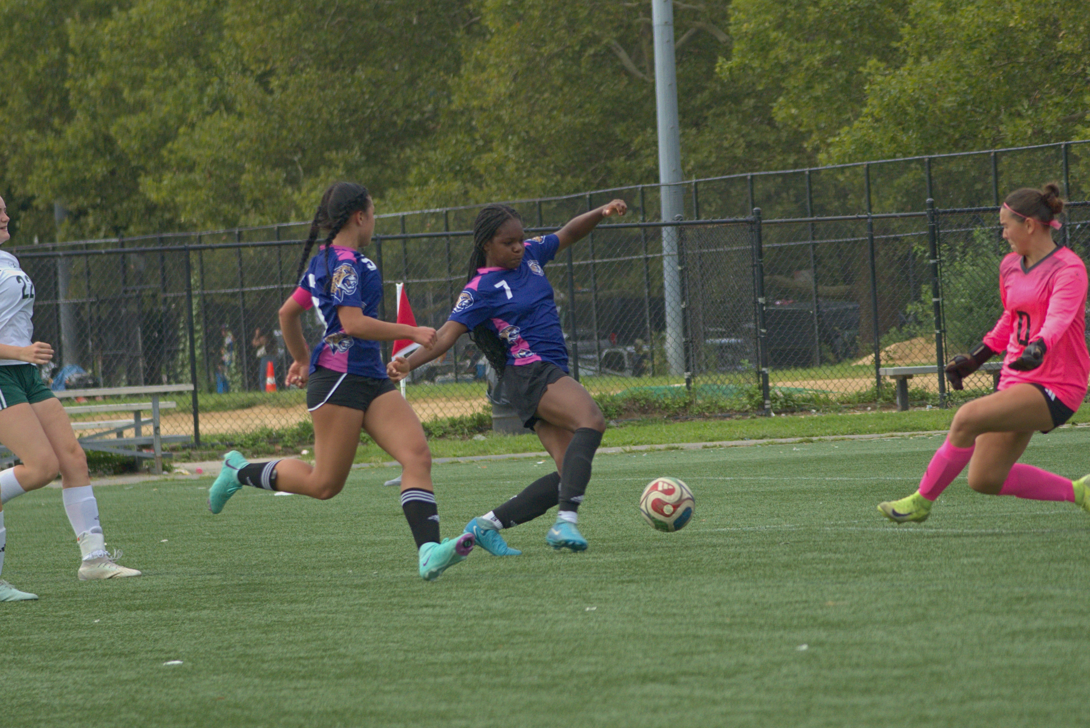 Jaguars attacking the goal against Bronx Science